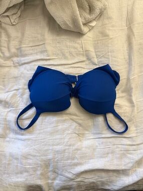 Victoria Secret 38D /  Twist Front Push Up Bikini Top Cheeky Bottom Set Blue